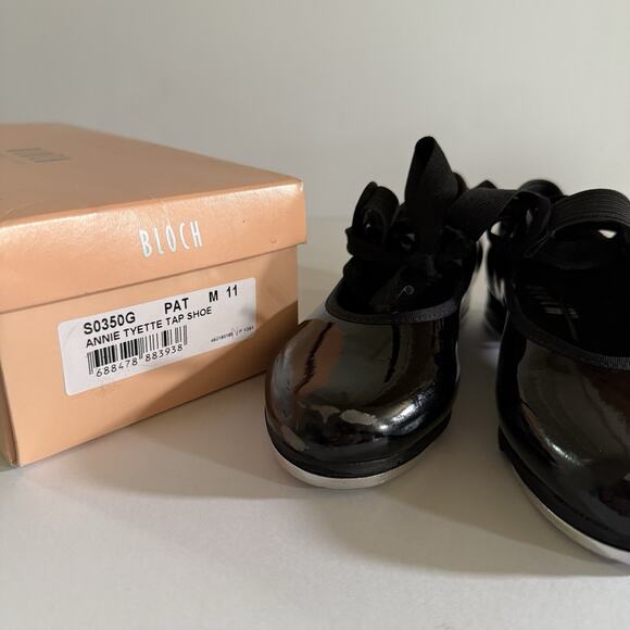 BLOCH Annie Tyette Tap Shoes Black Patent Leather S0350G Little Kids Size 11 - Picture 9 of 14
